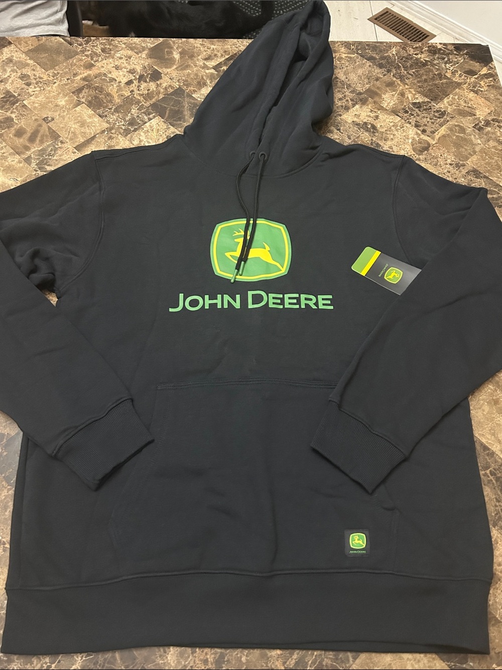 NWT 🆕 John Deere Black Hoodie with Yellow Logo and Slogan size M